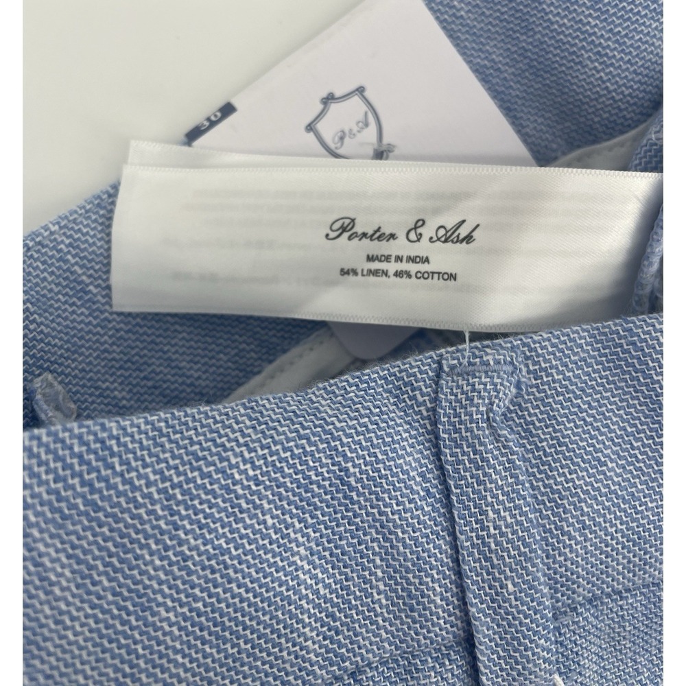 Porter & Ash Premium Collection Linen Blend Shorts Men's Size 30 Light Blue NWT - Picture 7 of 10